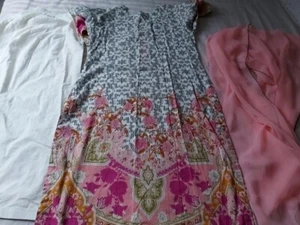 Pakistani designer Lawn Suit , Shalwar Kameez Dupatta , large ,asian ,L - Picture 1 of 14