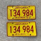 1970 Illinois License Plate Pair 134 984 Ford Chevy Dodge YOM DMV Clear Garage