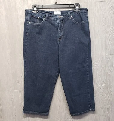 Pantalones de mezclilla Jaclyn Smith para mujer 16 Capri elásticos 34x20 azul lavado oscuro bordados altos Foto 1 de 4