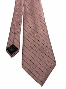 Geoffrey Beene Pink and Black Dots Crossed Diamond Tie 100% Silk - Picture 1 of 4