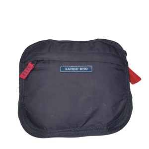 Lands End Packable Duffle Tote Bag Navy Blue Red Nylon Travel Beach Camping - Picture 1 of 9