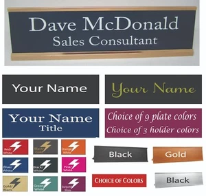 Placa de identificación de escritorio grabada personalizada elección de colores - Imagen 1 de 4