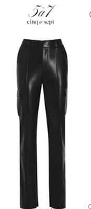 CINQ A SEPT BLACK FAUX LEATHER NORAH CARGO PANTS WOMENS MSRP $350 SZ 8 - Picture 1 of 8