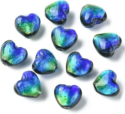 20x Cuentas espaciadoras sueltas corazón vidrio murano lámina hecha a mano para hacer joyas hágalo usted mismo Foto 1 de 4