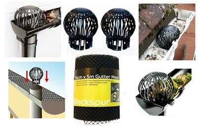 2 PC DOWNPIPE FILTER / 5M GUTTER MESH STOP LEAF RAIN ROOF DRAIN GUARD COVER  - Image 1 of 2