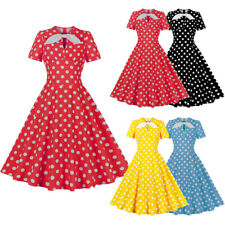 Ladies Summer Polka Dot Party Evening Rockabilly Swing Dress 40s Vintage Dresses