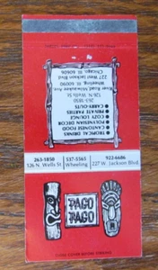 TIKI MATCHBOOK COVER PAGO PAGO POLYNESIAN FOOD CHICAGO WHEELING ILLINOIS -B24 - Picture 1 of 2
