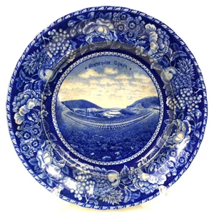 Flow blau Hufeisen Kurve PA Eisenbahn China 10" Souvenir Teller Giebel Kaufhaus - Bild 1 von 5