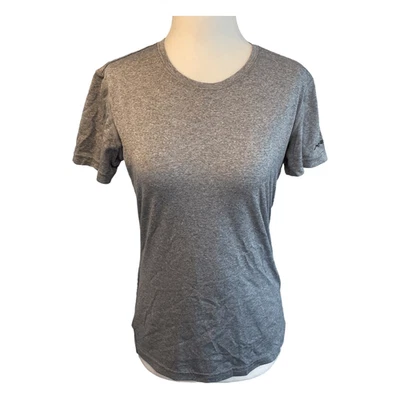 Brooks Distance 跑步衬衫 Heather 灰色针织短袖圆领运动 T 码 — 第 1/4 张图片