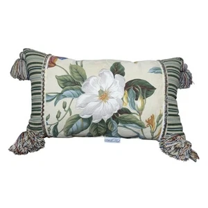 Waverly Williamsburg Magnolia Garden Accent Pillow Oblong Tassels 2003 10 x 17" - Picture 1 of 6