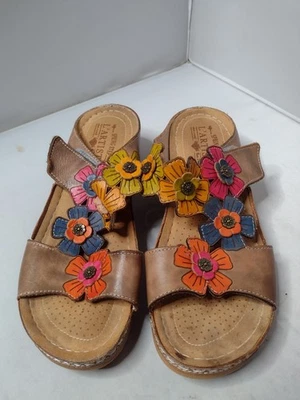 L’Artiste Spring Step Joslin Sandals 39 Floral Artsy Art To Wear Bohemian RR - Image 1 of 4