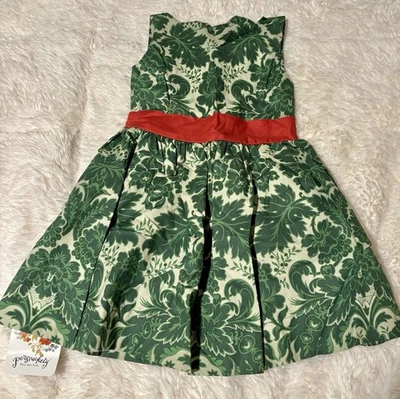 Vestido Persnickety Niñas Talla 4 Años Colorido Verde Rojo 100% Algodón Foto 1 de 3