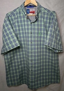 Wrangler George Strait Kurzarmhemd mit Knöpfen, Gr. XL, kariert grün/blau  - Bild 1 von 7