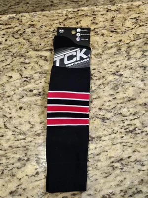 TCK Sports Socks Women's M ~ Black White Red Knee High antimicrobial Softball - Image 1 of 4