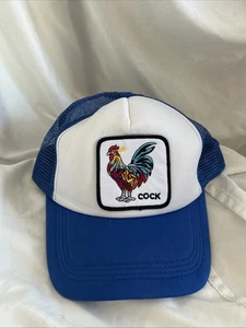 Cock Embroidered Mesh Snapback Trucker Sports Royal Blue & White - Picture 1 of 6