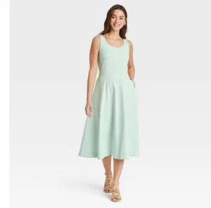 Women's Corset Midi A-Line Dress - A New Day Green Sz 12 - Picture 1 of 3