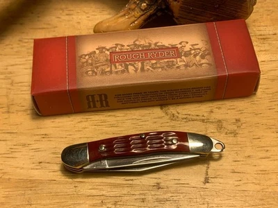 Rough Rider 2" Tiny Copperhead Red Jigged Bone Handles w/Loop RR293 - Image 1 of 4