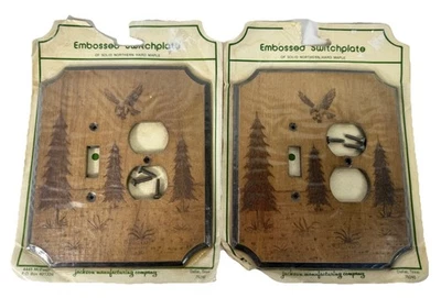 2 NUEVO Interruptor de Luz Águila Pino De Colección + Cubiertas de Enchufe - Madera de Arce Macizo Foto 1 de 4