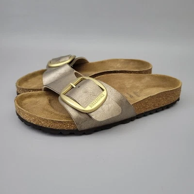 Birkenstock Madrid Big Buckle 女式 7 N 尺码 38 EU 凉鞋 Mettalic 金色  — 第 1/4 张图片