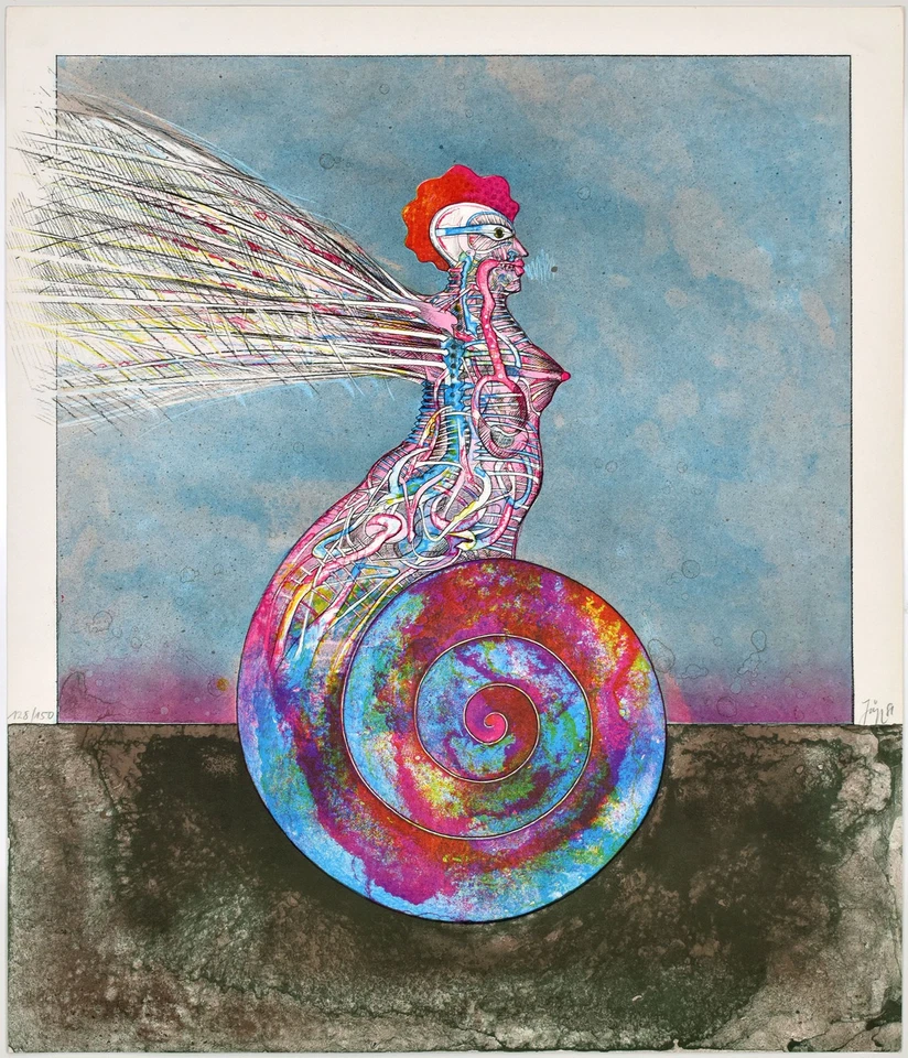 Jäger, Figürliche Darstellung (Schnecke). 1981. Sign. Original-Farblithografie. - Bild 1 von 2