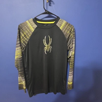  Camiseta Spyder Atletic Youth tamanho XL manga longa surf amarela preta - Imagem 1 de 2