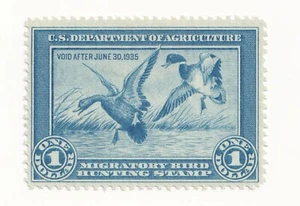 1934 US SC RW1 Migratory Bird Hunting Stamp $1- MLH OG VF sound and fresh - Picture 1 of 3