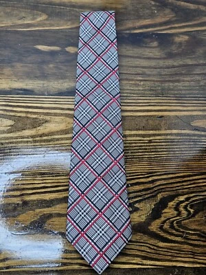 Paul Fredrick 100% English Silk Men’s Neck Tie Black White And Red Checkerd  Foto 1 de 4