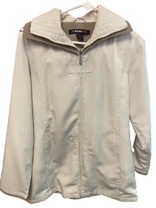 Weather Tamer Jacket Womens Medium Beige Full Zip Windbreaker Hiking Outdoor - Picture 1 of 8