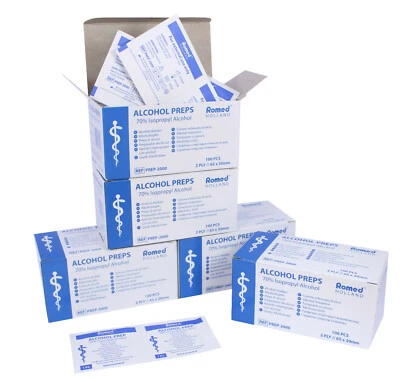 Romed Medical Alkoholtupfer Alkoholpads | 65 x 30 mm 2-lagig | zur Desinfektion