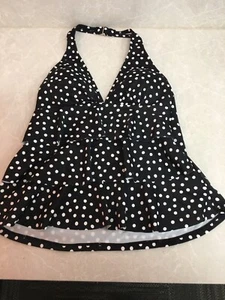Swim Solutions Printed Black/White Halter Tankini Top , Size 8, NWT, A16 - Picture 1 of 7