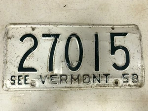 1958 See VERMONT License Plate 27015 - Picture 1 of 1