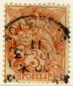 1900-29 FRANCE Liberty, Equality, Fraternity orange Stamp SC#111 A16 3c  USED - Picture 1 of 1