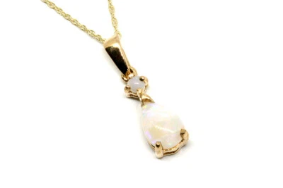 9ct Gold Opal Teardrop Necklace Pendant and 18" chain Gift Boxed Made in UK - Изображение 1 из 4