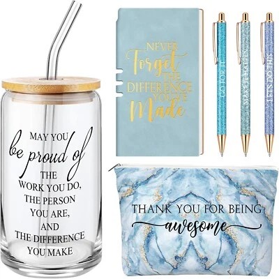 Juego de regalo de agradecimiento de empleados de 6 piezas para mujeres, regalos de agradecimiento, taza, bolso, azul Foto 1 de 4