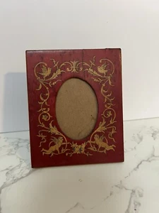 Antique Cherub Birds Inlaid Marquetry Wood Art Picture Frame - Picture 1 of 8