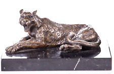 Klasse Bronze Skulptur Leopard Deko Figur 25cm Echt Bronze Signiert NEU yb623