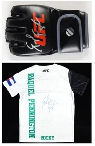 Conjunto de guantes y camisa firmados por RAQUEL PENNINGTON UFC "Rocky" (Beckett-JSA) - Imagen 1 de 9