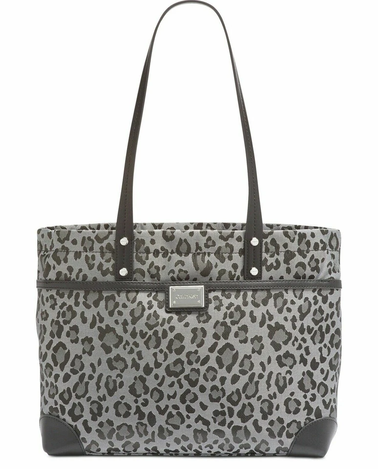 Calvin Klein Teodora Jacquard Classic Tote Grey Leopard Lightweight