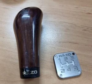 Rare vintage razo wood shift knob Thread Pitch 12x1.25 with razo 5 speed emblem - Picture 1 of 16