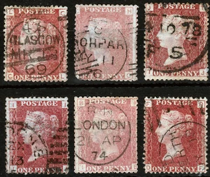 1864/79 SG43/44 1d RED PLATES FINE USED CDS SELECTION 1 - Picture 1 of 2