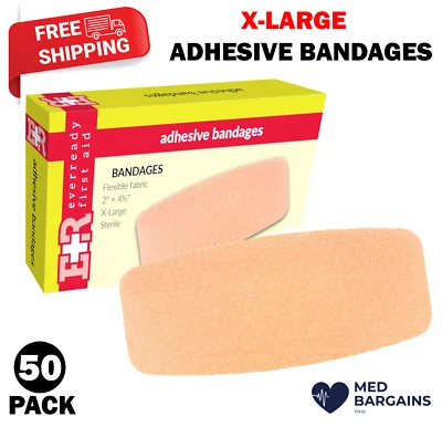 Ever Ready First Aid Adhesive Bandages 2" x 4-1/2"  X-Large Flexible - 50 Pack - Image 1 of 3