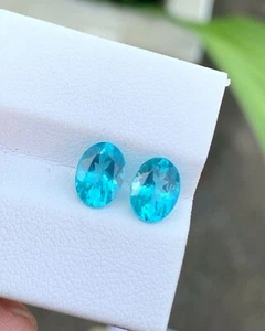 Piedra preciosa suelta ovalada azul neón turmalina natural Paraiba certificada de 10 quilates 2 piezas - Imagen 1 de 7