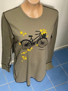 Marushka Autumn Bike Ride Thermal GREEN Long Sleeve Tshirt - Women's Sz M - Picture 1 of 8