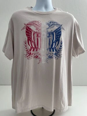 Cowboy Up Mens Size XL Cream Western Casual Short Sleeve Crew Neck T-Shirt - Image 1 of 4