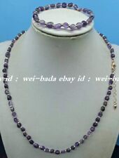 Natural 5-6mm Purple Amethyst Rice Gemstone Beads Necklace Bracelet 18/7.5"