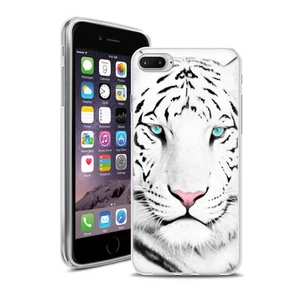 iPhone 7 Plus case cover + 9 H tempered glass - white tiger pattern - Picture 1 of 2