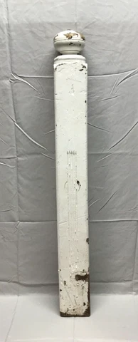 Antique Decorative Shabby White Hardwood Oak Newel Post 5x43 Chic VTG 1962-22B Cover