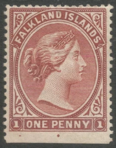 FALKLAND IS SG11 el 1891 QV 1d rojo marrón como nuevo gato £350 - Imagen 1 de 2
