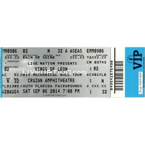 KINGS OF LEON & KONGOS & YOUNG THE GIANT Concert Ticket Stub 2014 PALM BEACH FL - Picture 1 of 1