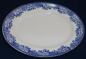 ANTIQUE SCOTTISH FLOW BLUE BRITANIA POTTERY PEONY PATTERN PLATTER GOOD CONDITION - Picture 1 of 4